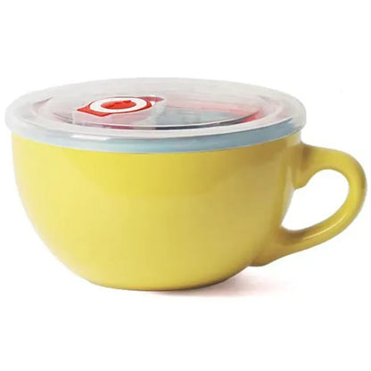 24oz Vintage Microwave Safe Ceramic Bowl w/Lid