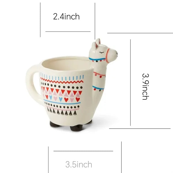10oz Handmade Llama Ceramic Mug w/ Handle