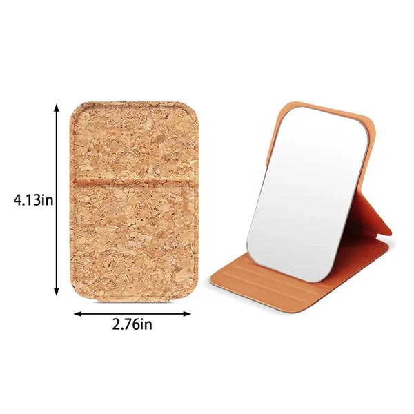 Travel table top eco-friendly cork folding makeup mirror