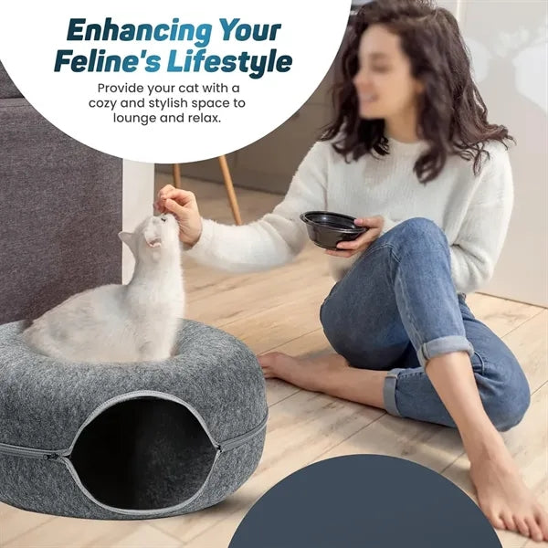 Indoor detachable versatile donut peekaboo cat cave bed