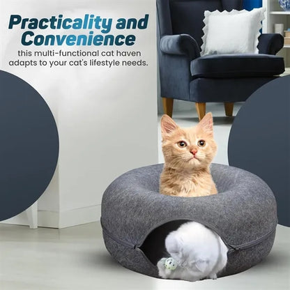 Indoor detachable versatile donut peekaboo cat cave bed