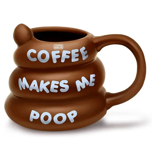 14oz Poop Shape Funny Ceramic Mug w/ Handle