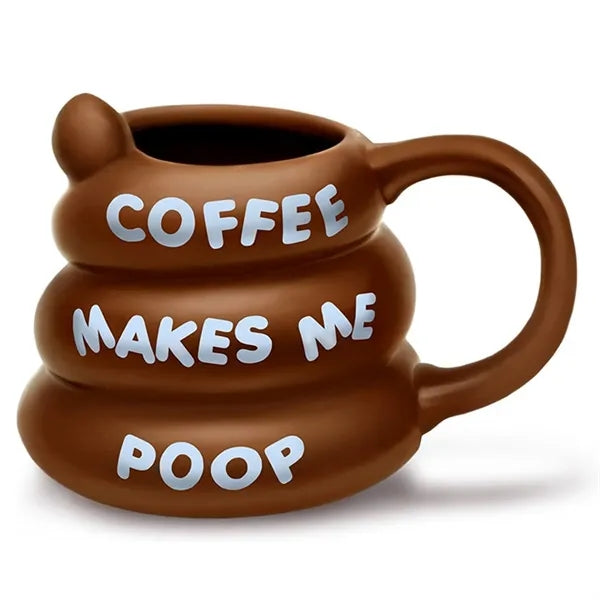 14oz Poop Shape Funny Ceramic Mug w/ Handle