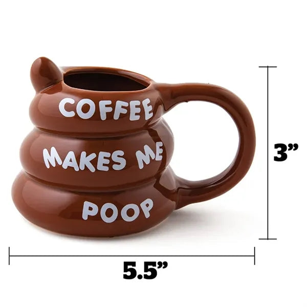 14oz Poop Shape Funny Ceramic Mug w/ Handle