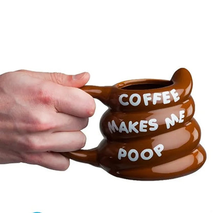 14oz Poop Shape Funny Ceramic Mug w/ Handle