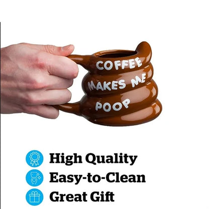 14oz Poop Shape Funny Ceramic Mug w/ Handle