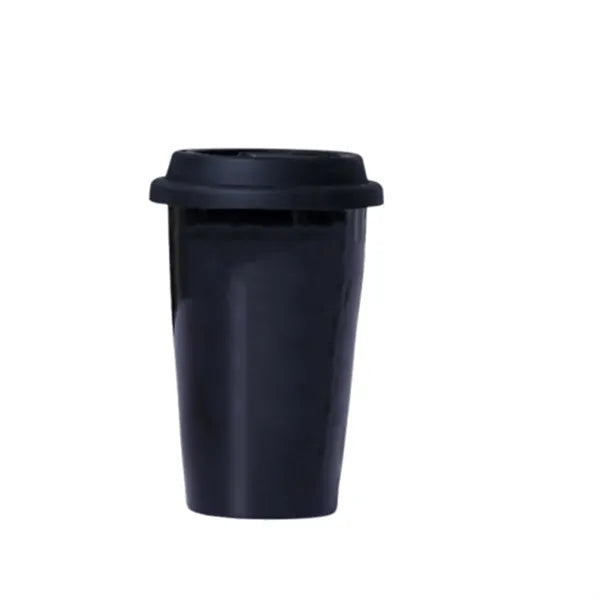 12oz Double Wall Insulated Ceramic Cup w/ Lid