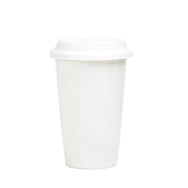 12oz Double Wall Insulated Ceramic Cup w/ Lid