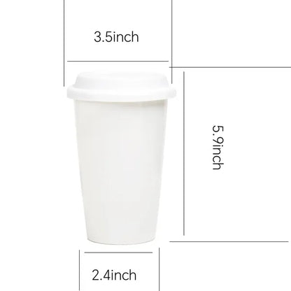 12oz Double Wall Insulated Ceramic Cup w/ Lid
