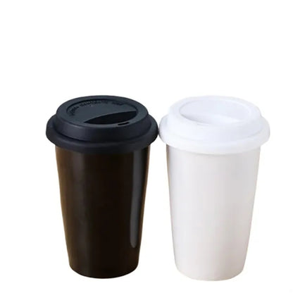 12oz Double Wall Insulated Ceramic Cup w/ Lid