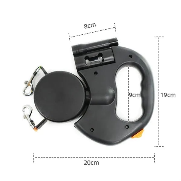 Dual Dog Retractable Leash with Flashlight