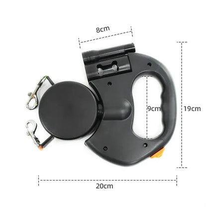 Dual Dog Retractable Leash with Flashlight