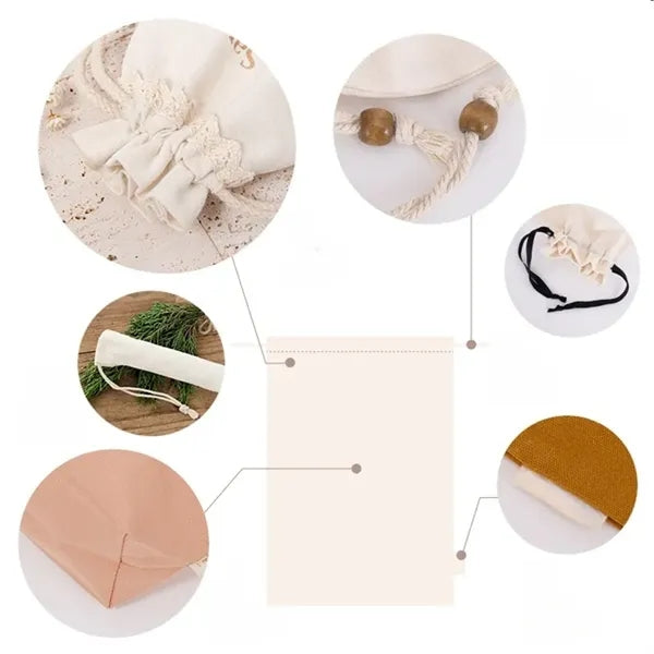 Canvas Drawstring Bag Makeup Pouch