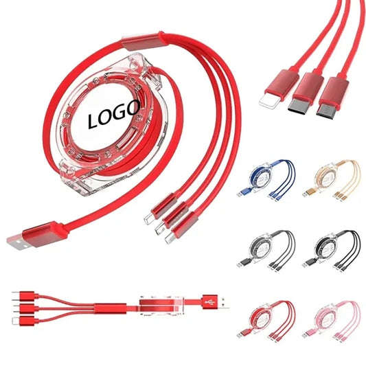Retractable Multi Charging Cable 3 in 1 Fast Charger Cord