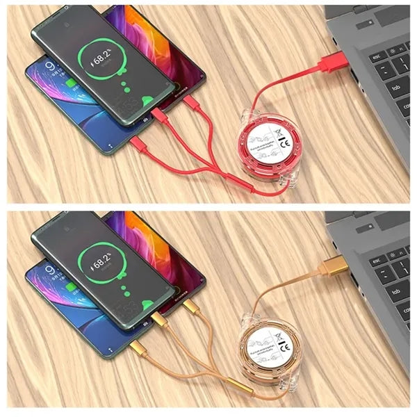 Retractable Multi Charging Cable 3 in 1 Fast Charger Cord