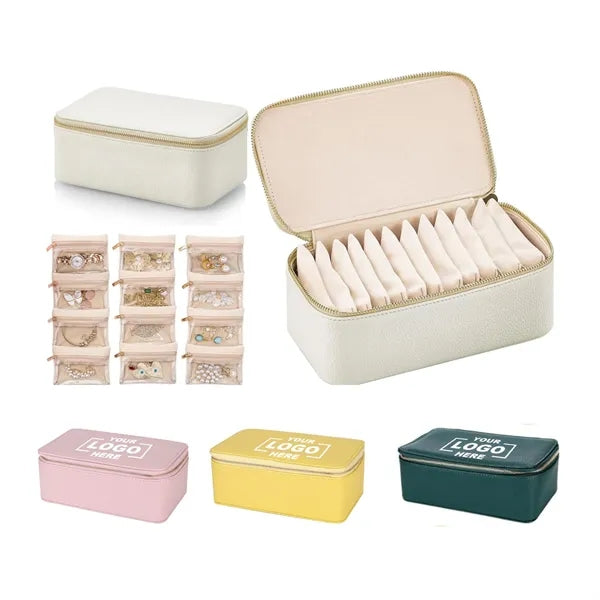 Travel Jewelry Organizer Case with 12 Velvet Pouches