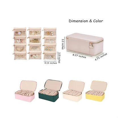 Travel Jewelry Organizer Case with 12 Velvet Pouches