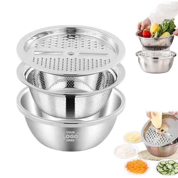 3 in 1 10" Kitchen Multipurpose Salad Maker Bowls