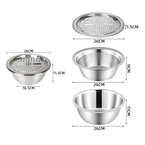3 in 1 10" Kitchen Multipurpose Salad Maker Bowls