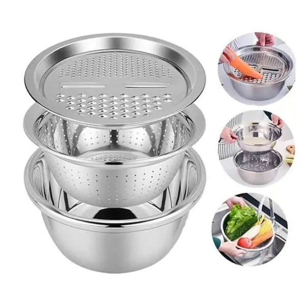 3 in 1 10" Kitchen Multipurpose Salad Maker Bowls