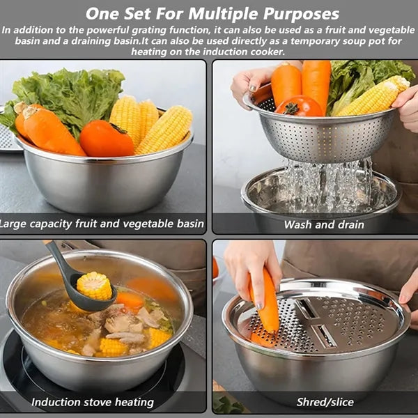 3 in 1 10" Kitchen Multipurpose Salad Maker Bowls