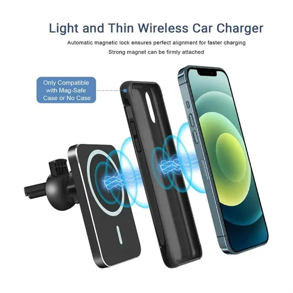 15W Portable Magnetic Phone Holder Wireless Fast Charger Car