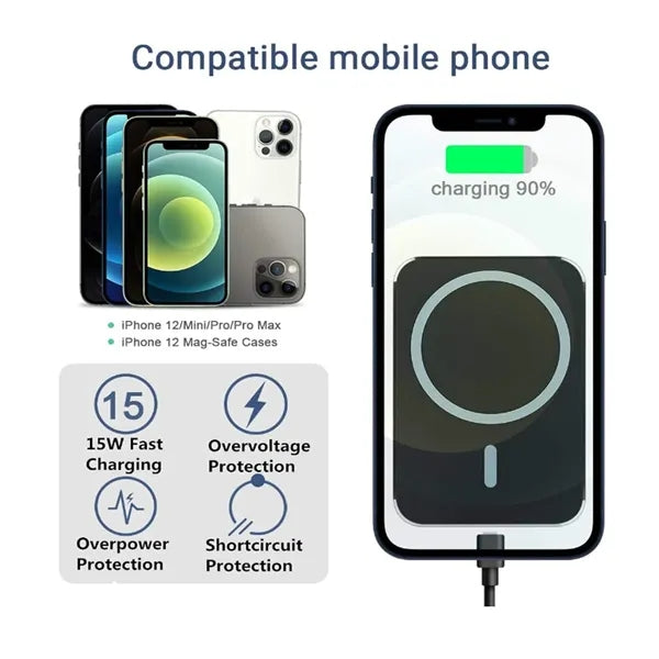 15W Portable Magnetic Phone Holder Wireless Fast Charger Car