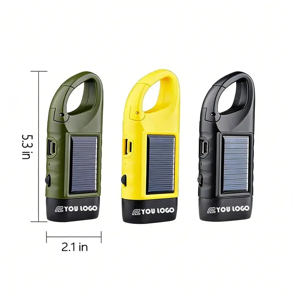 Mini Hand Crank Solar Rechargeable LED Torch Light Lamp