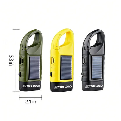 Mini Hand Crank Solar Rechargeable LED Torch Light Lamp
