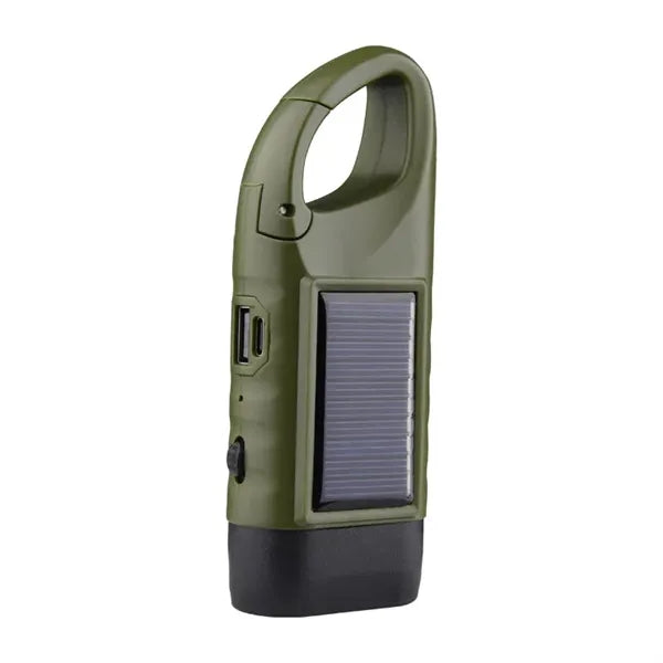 Mini Hand Crank Solar Rechargeable LED Torch Light Lamp