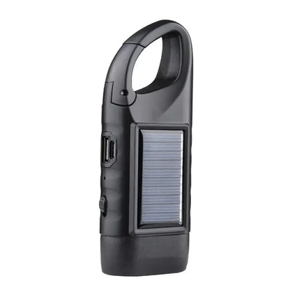 Mini Hand Crank Solar Rechargeable LED Torch Light Lamp