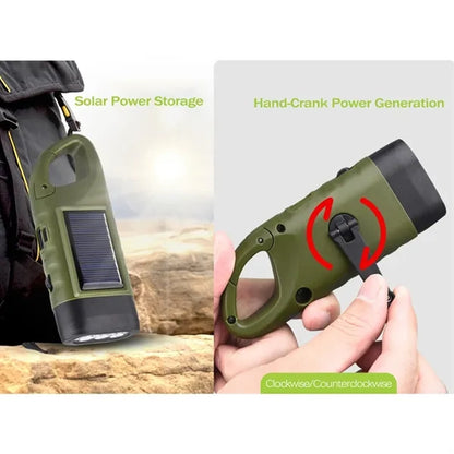 Mini Hand Crank Solar Rechargeable LED Torch Light Lamp
