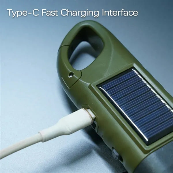 Mini Hand Crank Solar Rechargeable LED Torch Light Lamp