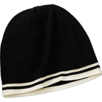 Port and Company Fine Knit Skull Cap with Stripes - Dark/All