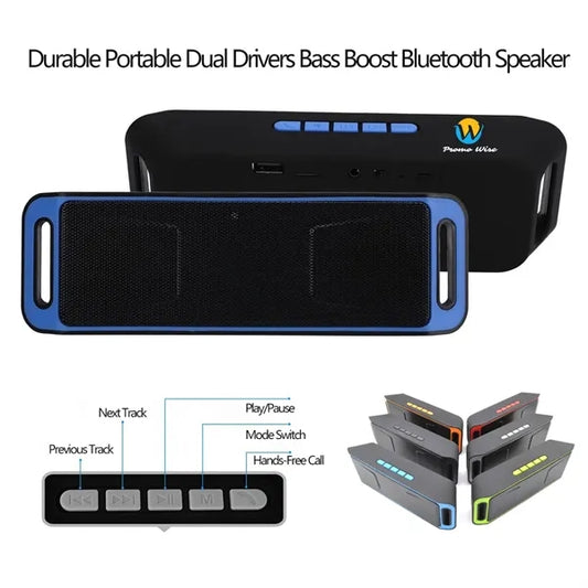 Durable Portable Dual Drivers Bass Boost Bluetooth Speaker