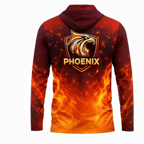 Long Sleeve Sublimated Upf Drifit Hooded T Shirt