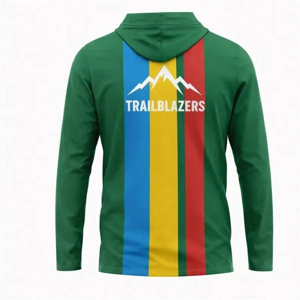 Spun Polyester Sublimated Long Sleeve Hooded T Shirt