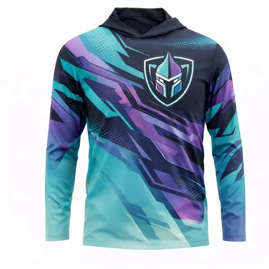 Unisex Long Sleeve Hooded T Shirt Mesh