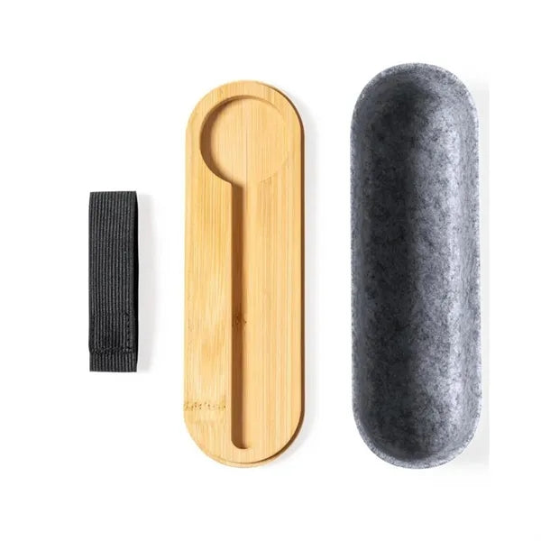 Eco-Friendly RPET Felt Pencil Case with Bamboo Lid