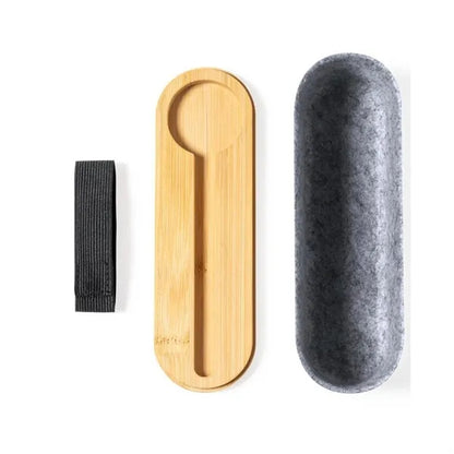 Eco-Friendly RPET Felt Pencil Case with Bamboo Lid