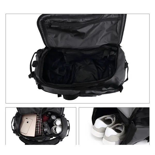 Foldable Backpack Duffel Bag with Shoes Compartment
