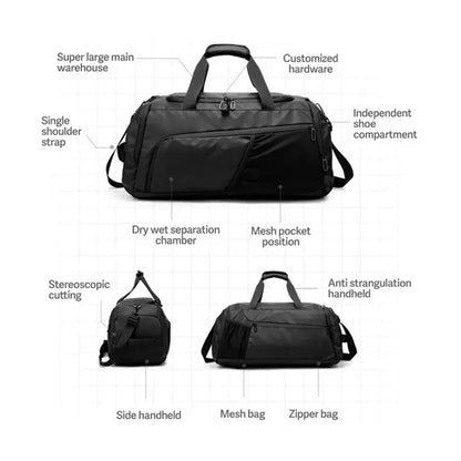 45L Travel Duffel Sports Gym Bag with Shoes Compartment