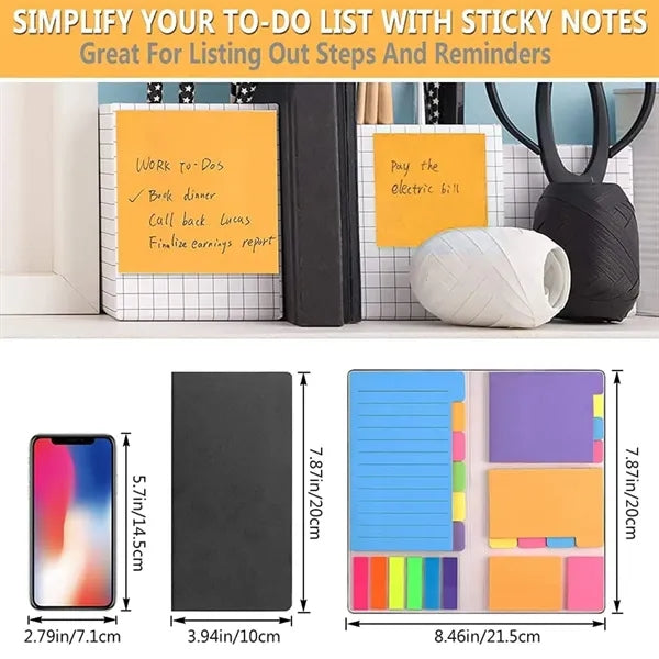 PU Leather Cover Sticky Notes Set Planner Dividers Tabs