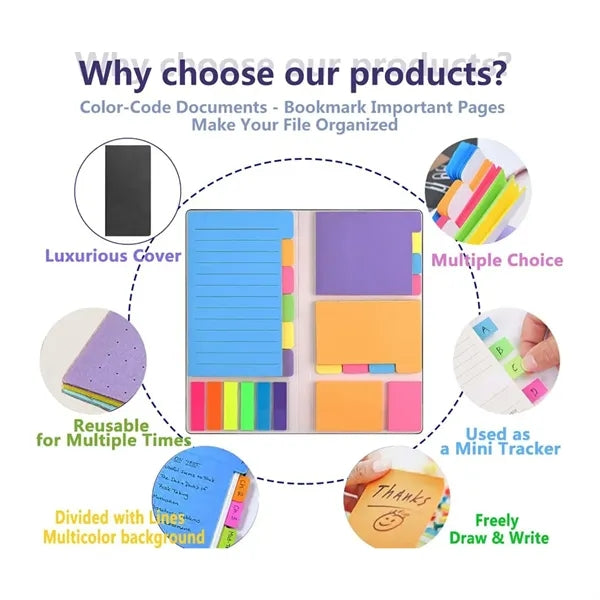 PU Leather Cover Sticky Notes Set Planner Dividers Tabs