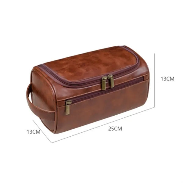 PU Leather Toiletry Bag Hook Cosmetic Travel Shaving Pouch