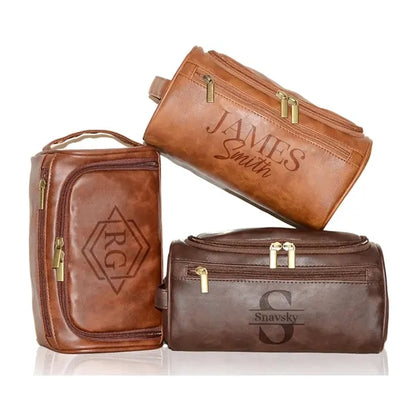 PU Leather Toiletry Bag Hook Cosmetic Travel Shaving Pouch