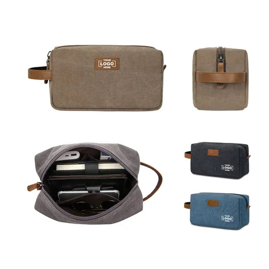 Canvas Personalized Toiletry Bag Travel Cosmetic Pouch