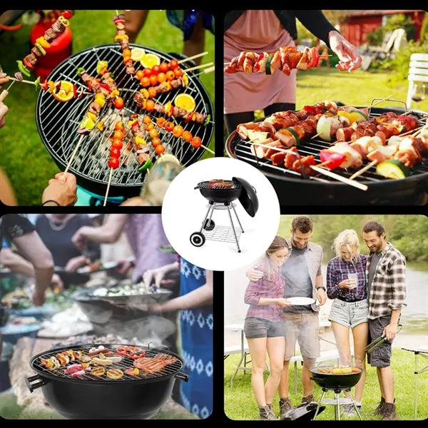 20 Inch Portable Charcoal Porcelain BBQ Grill