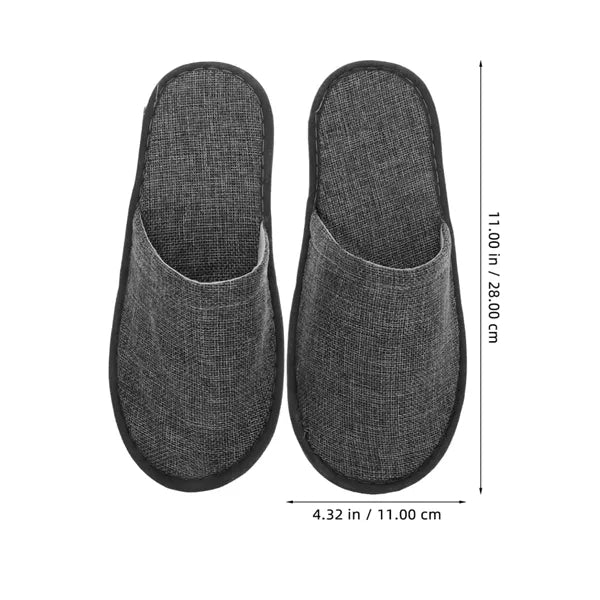 Non-Slip Closed-Toe Premium Linen Hotel Slippers