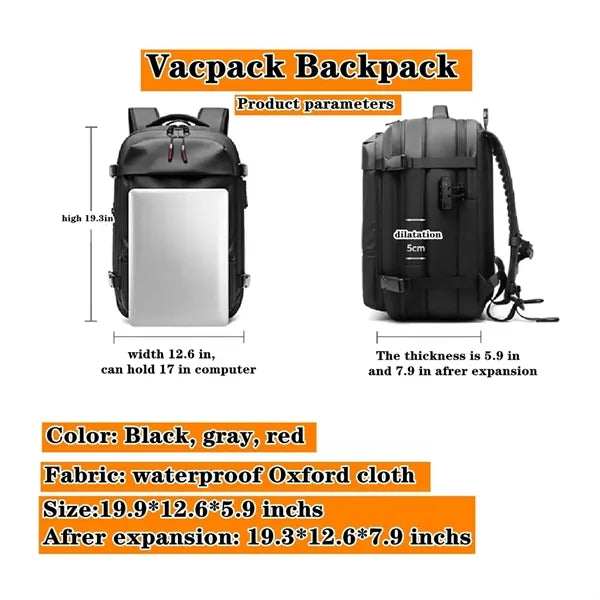 60L Expandable Vacuum Compression Backpack with Pump